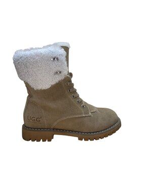 UGG Australian Shepherd Women’s Brown Suede & White Wool Mina Boots Size M6/L7